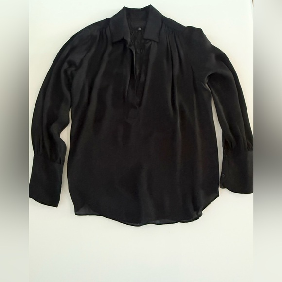 NWT Nili Lotan Montaine Silk Blouse Black $720 Sz L - Picture 7 of 10